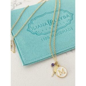 Handmade Initial Custom Tennis Amethyst Necklace Letter